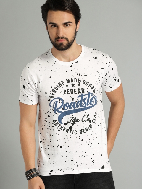 

Roadster Men White All-Over Printed Round Neck T-shirt