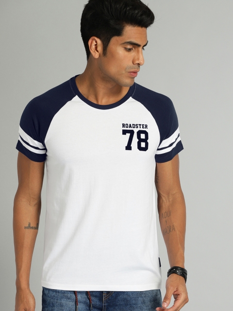

Roadster Men White Solid Round Neck T-shirt