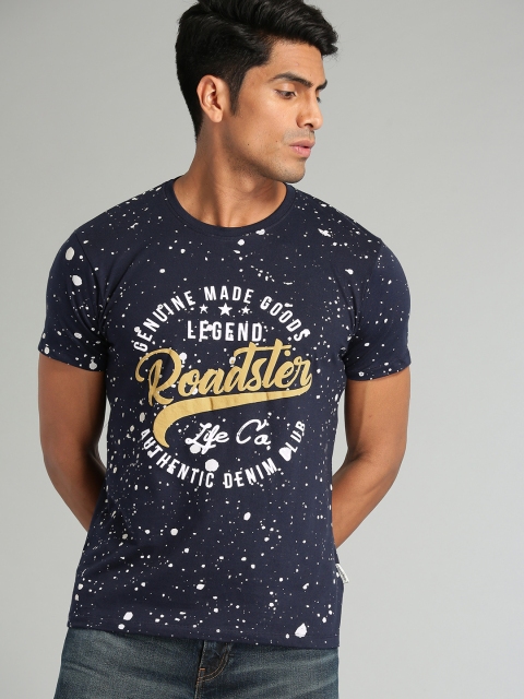 

Roadster Men Navy Blue Printed T-shirt