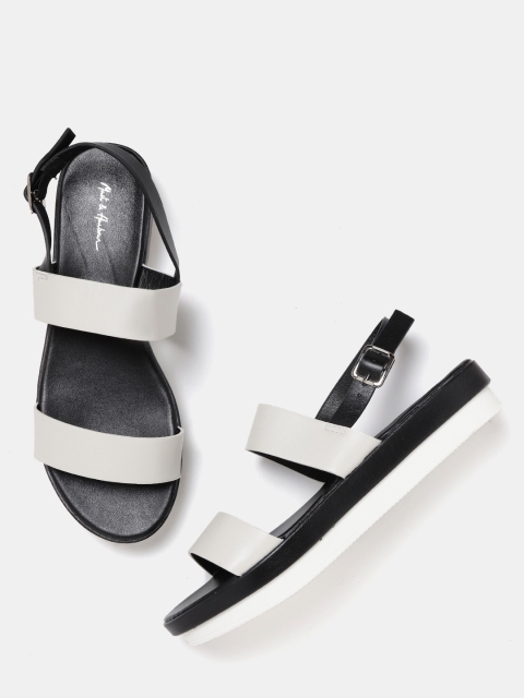 

Mast & Harbour Women White Solid Open Toe Flatforms