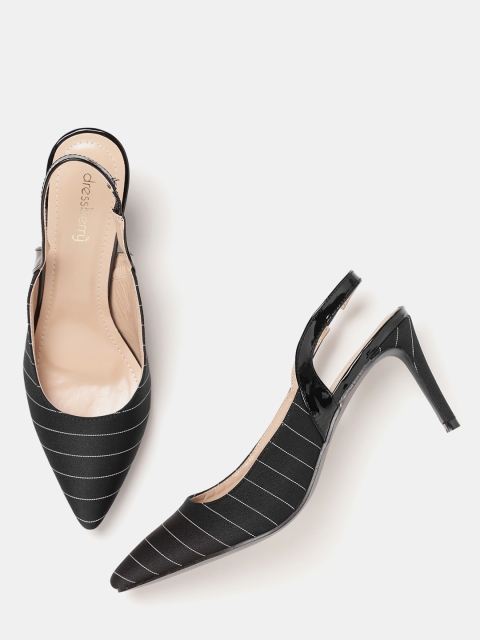 

DressBerry Women Black & White Striped Pumps