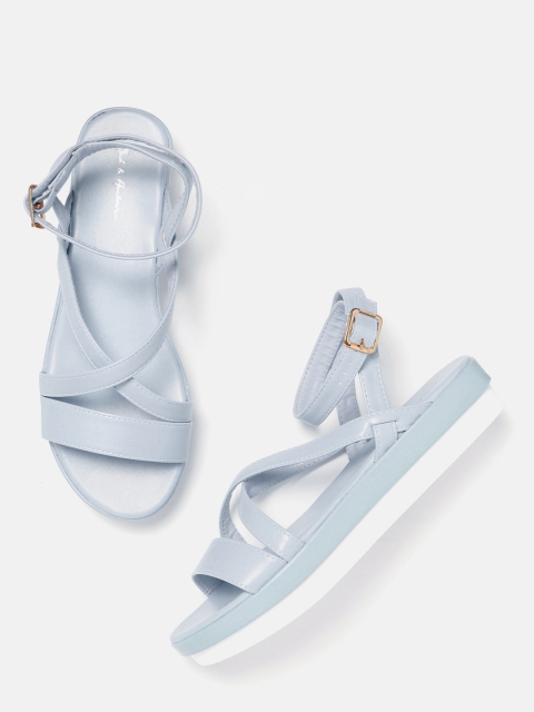 

Mast & Harbour Women Blue Solid Open Toe Flatforms