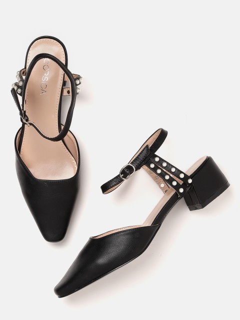 

CORSICA Women Black Solid Beaded Detail Block Heels