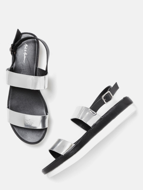 

Mast & Harbour Women Silver-Toned Solid Flatforms