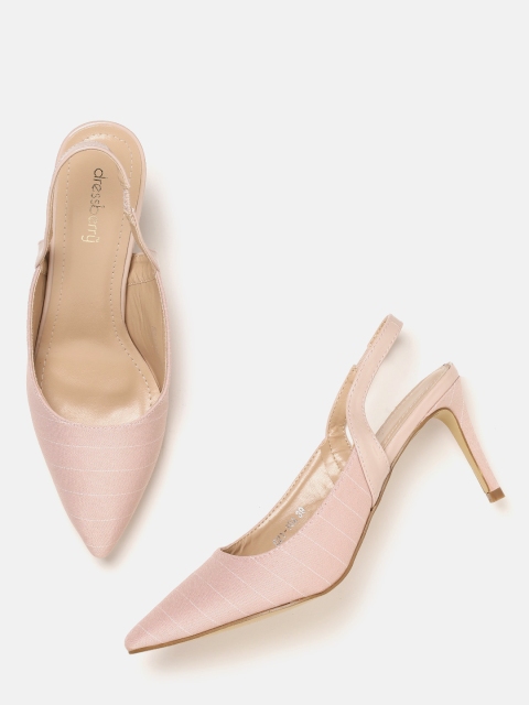 

DressBerry Women Peach-Coloured & White Striped Pumps