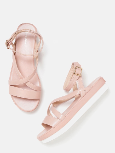 

Mast & Harbour Women Peach-Coloured Solid Open Toe Flatforms