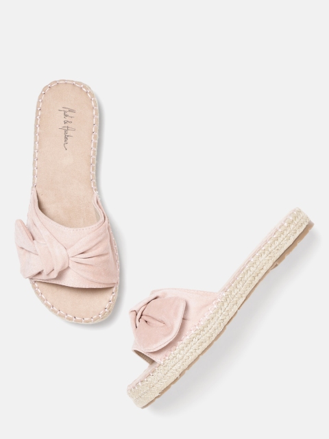 

Mast & Harbour Women Peach-Coloured Solid Open Toe Flats