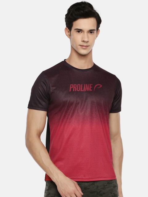 

Proline Active Men Red & Black Printed Round Neck InstaCool T-shirt
