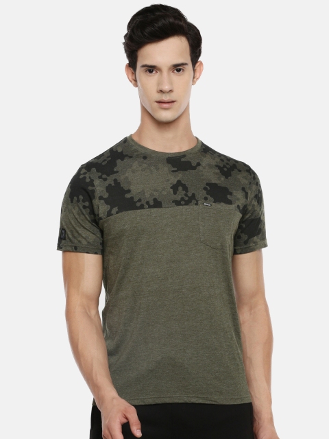 

Proline Active Men Olive Green Camouflage Printed Round Neck T-shirt