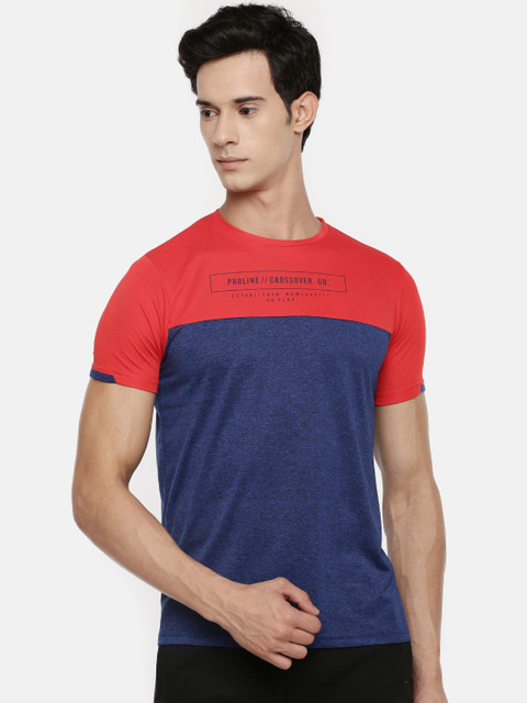 

Proline Active Men Blue & Red Colourblocked Round Neck T-shirt