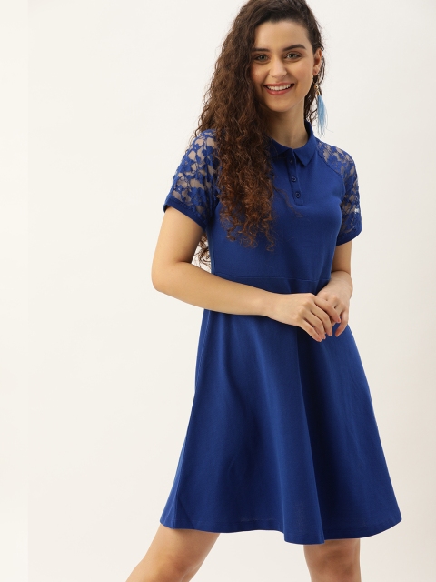 

DressBerry Women Blue Solid A-Line Dress