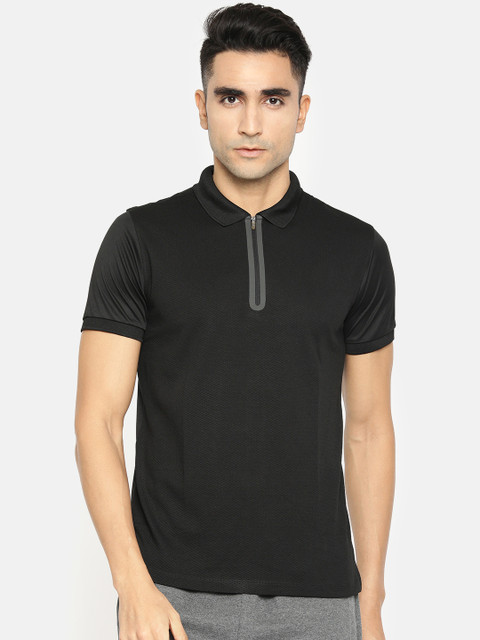 

Peter England Casuals Men Black Solid Polo Collar T-shirt