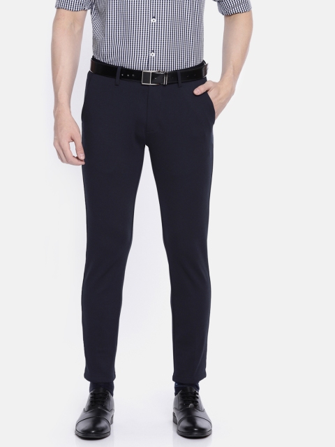 

Peter England Casuals Men Blue Super Slim Fit Solid Regular Trousers
