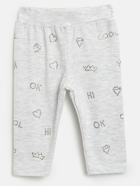 

Little Kangaroos Girls Grey Melange Embellished Leggings