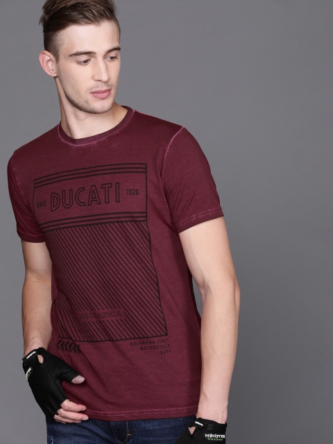 

Ducati Men Maroon & Black Printed Round Neck T-shirt