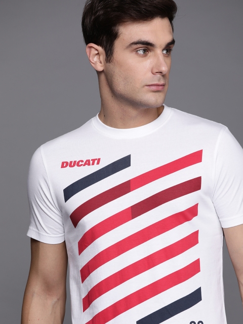 

Ducati Men White & Red Printed Round Neck T-shirt