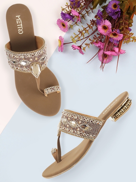 

Metro Women Gold-Toned Solid Sandals