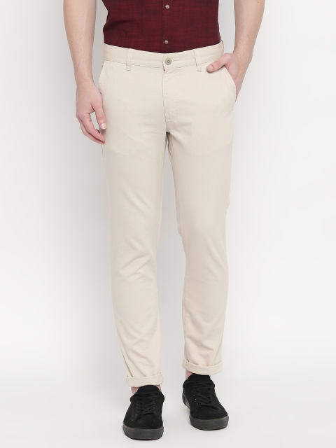 

BYFORD by Pantaloons Men Beige Slim Fit Solid Regular Trousers