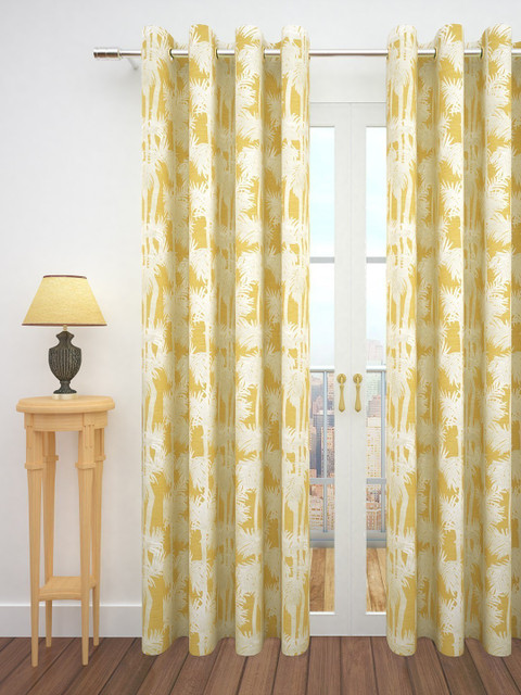 

Story@home Yellow & White Jacquard Textured Single Door Curtain