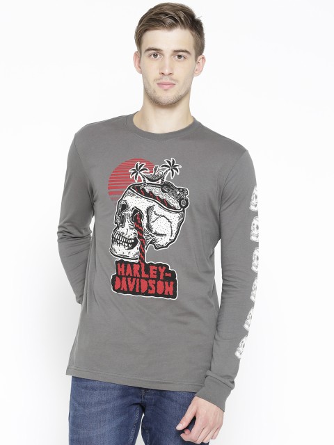 

Harley-Davidson Men Grey Printed Round Neck T-shirt