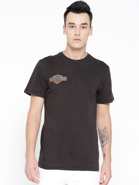 

Harley-Davidson Men Black Slim Fit Solid T-shirt