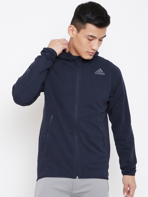 

ADIDAS Men Navy Blue Training Prime Hooded Solid Sweatshirt