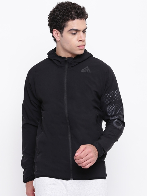 

ADIDAS Men Black Logo Hoodie Training Jacket