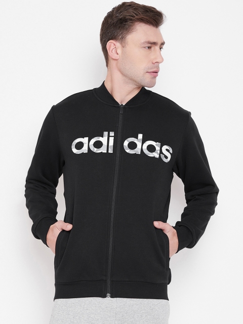 

ADIDAS Men Black Essential Camo Linear Bomber Solid Sweatshirt
