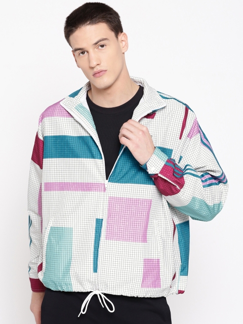 

ADIDAS Originals Men White & Blue Block Wind Checked Jacket