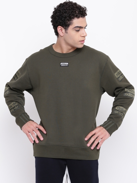 

ADIDAS Originals Men Olive Green Solid D.R.Y.V. Crew Neck Sweatshirt