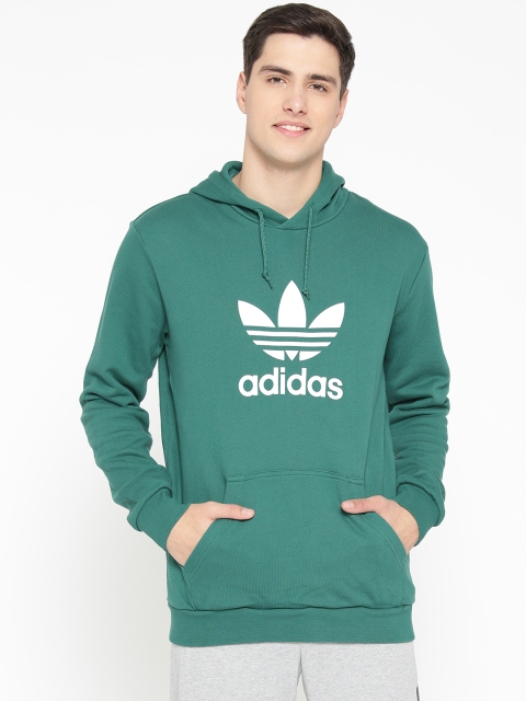 

ADIDAS Originals Men Green & White Printed Trefoil Hooded Sweatshirt