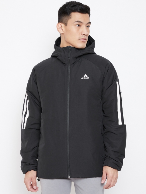 

ADIDAS Men Black Solid Back-To-Sports 3-Stripes Hooded Insulated Outdoor Jacket