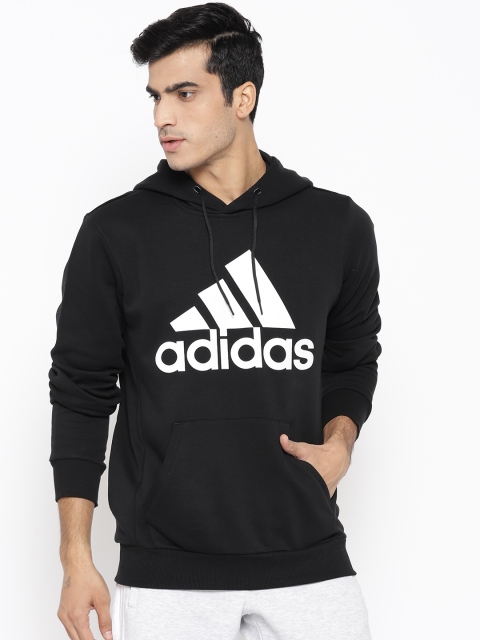 

ADIDAS Men Black & White Must Have Badge Of Sport PO FL Printed Hooded Sweatshirt