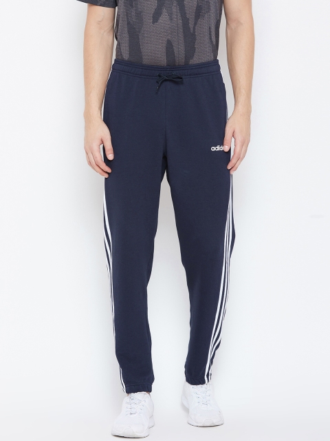 

ADIDAS Men Navy Blue Essentials 3-Striped FT Solid Joggers