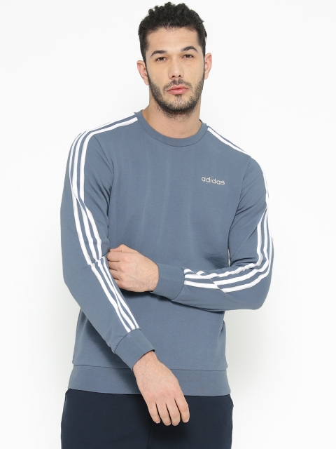 

ADIDAS Men Blue Solid E 3 Stripes Crew Sweatshirt