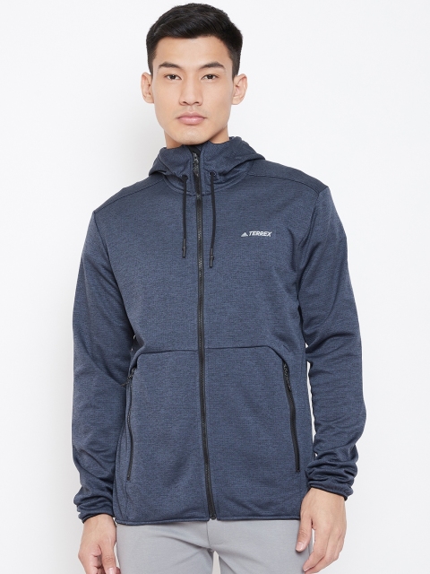 

ADIDAS Men Navy Blue Climb The City Ho Fleece Solid Outdoor Hooded Sweatshirt