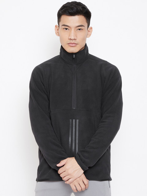 

ADIDAS Men Black Solid Free Lift 3-Stripes Polar Fleece Training Sweatshirt