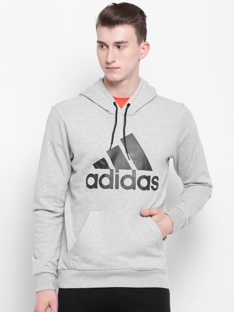

ADIDAS Men Grey Melange Printed Must Have Badge Of Sport FT Hooded Sweatshirt