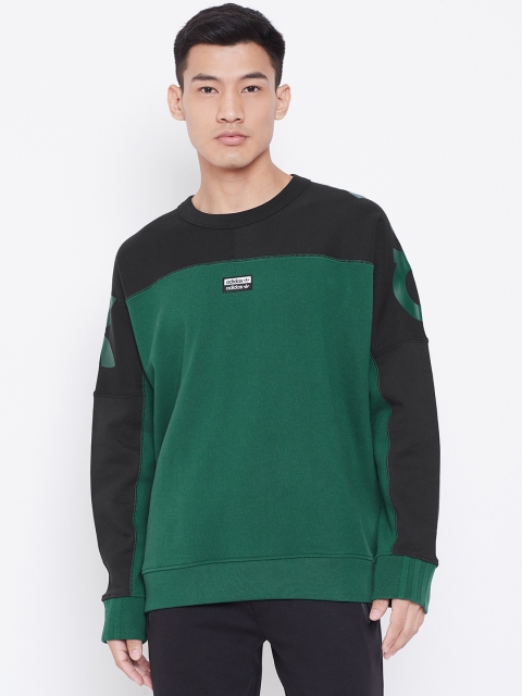 

ADIDAS Originals Men Green & Black R.Y.V Colourblocked Sweatshirt