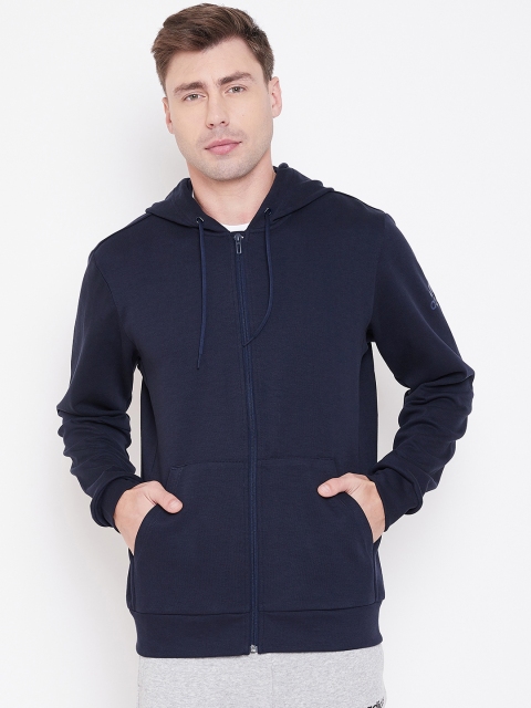 

ADIDAS Men Navy Blue Solid MH Plain FZ Hooded Sweatshirt