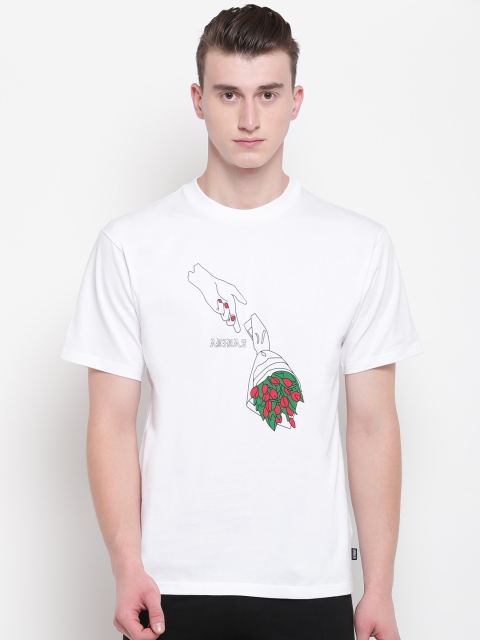 

ADIDAS Originals Men White Manoles Alias Printed Skateboarding Pure Cotton T-shirt