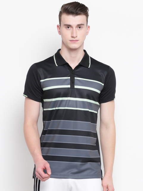 

ADIDAS Men Black & Grey Striped Tennis Club Polo Collar T-shirt