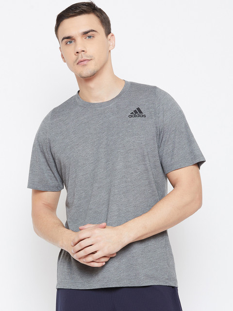 

ADIDAS Men Grey Melange Solid FL_SPR A PR HEA Round Neck Training T-shirt