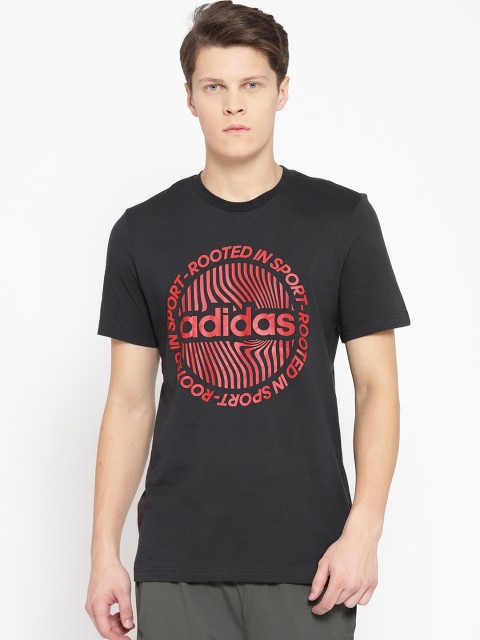 

ADIDAS Men Black Circled Graphic Print Round Neck T-shirt