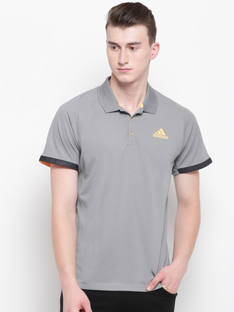 

ADIDAS Men Grey Solid New York Polo Collar Tennis T-shirt