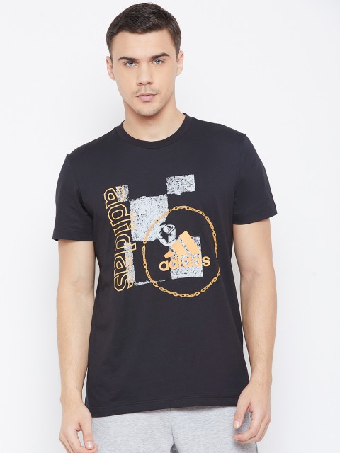 

ADIDAS Men Black & Grey Printed Basketball Q4 Wanted Art T-shirt