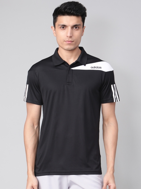 

ADIDAS Men Black SMU Response Placement Print Polo Collar Tennis T-Shirt