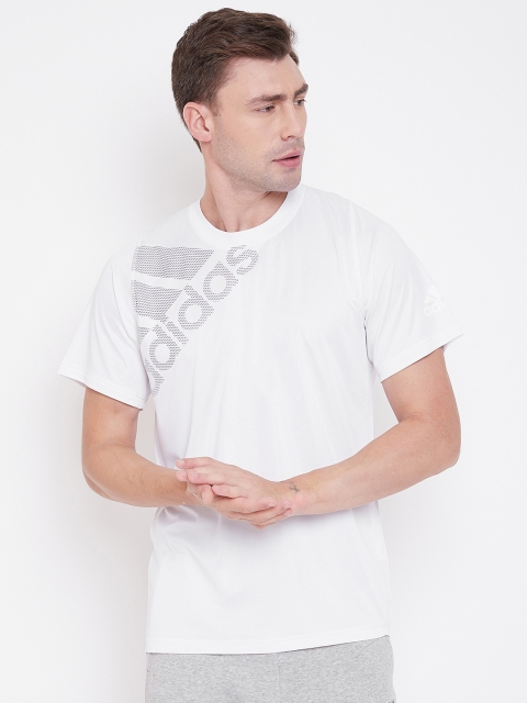 

ADIDAS Men White Printed Freelift Graphic Badge of Sport Training T-shirt