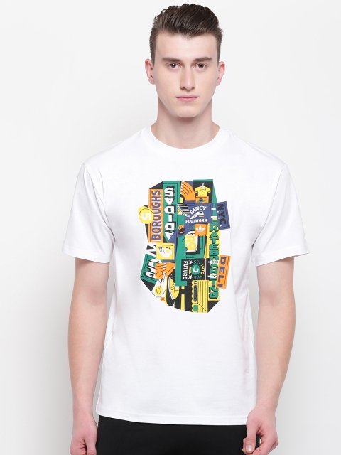 

ADIDAS Originals Men White Gamedos Printed Skateboarding T-shirt