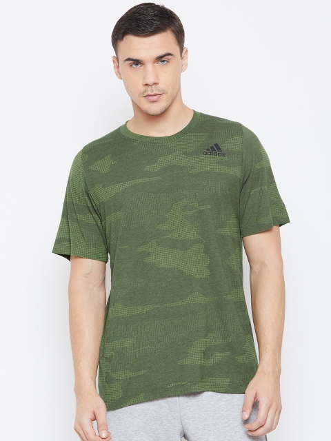 

ADIDAS Men Green Printed Freelift Camo Burnout Training T-shirt